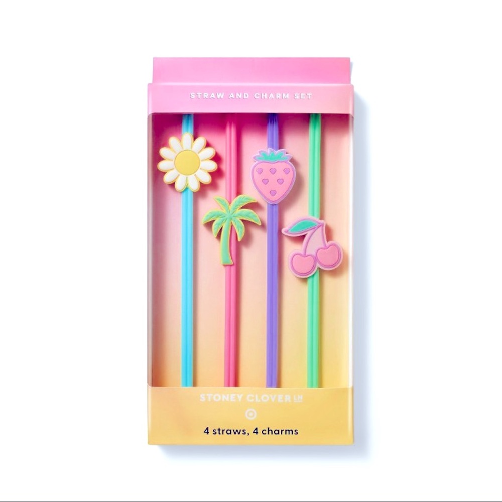 Stoney Clover Lane x Target 4pk Straw & Charm Set